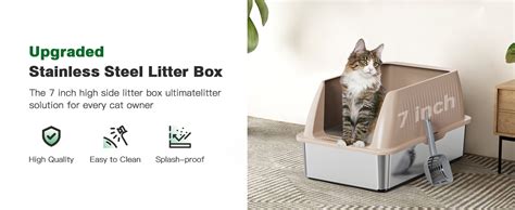 petterm stainless steel litter box|Amazon.com: Petterm Stainless Steel Litter Box,XL Metal Litter .